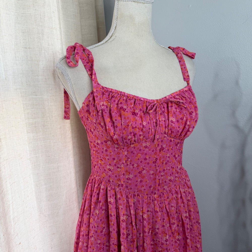NWT SGNTR The Label Floral Tie Strap Mini Dress Pink Milkmaid Women's Small - Picture 4 of 9